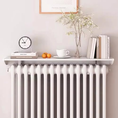 Upgraded Floating Radiator Shelf No Drilling - Aluminum Alloy White Radiator Covers for Home - Over Radiator Shelf with Easy to Fit Bracket, Load Bearing 28kg,L 25cm/9.7in