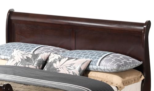 Louis-Philippe-Panel-Sleigh-Bed-with-Wood-Trim-Full-Cappuccino Louis Philippe Panel Sleigh Bed with Wood Trim Full Cappuccino