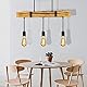 GBLY Pendelleuchte Esstisch aus Holz Vintage Hängelampe Retro Esszimmerlampe in 61CM Holzbalken - 3 x E27 max. 25W - Höhenverstellbar Industrial Pendellampe für Restaurant Bar Esszimmer Wohnzimmer