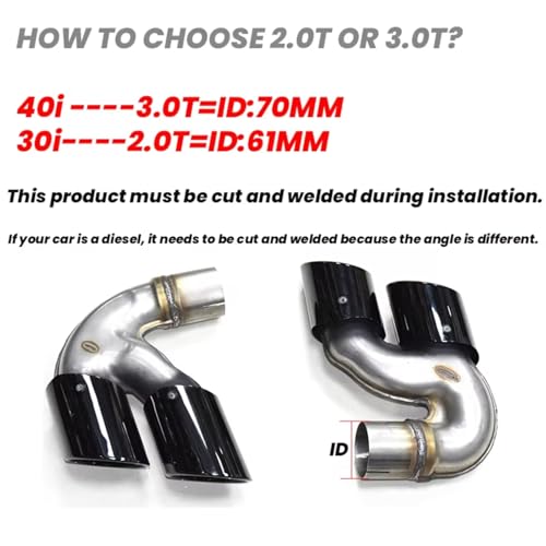 Tubo de escape de acero inoxidable 304 negro brillante para silenciador de X5 G05 2019+ 7