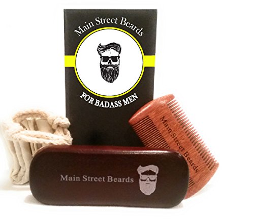 Beard Grooming Kit For Men Care -Beard Brush, Beard Comb Handmade Wooden Comb and Natural Boar Bristle Beard Brush set for Men Beard & Mustache