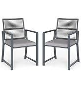 Coreporch Outdoor Patio Wicker Rattan Dining Chairs, Heavy-Duty Wrought Iron Frame Supports 400lb...