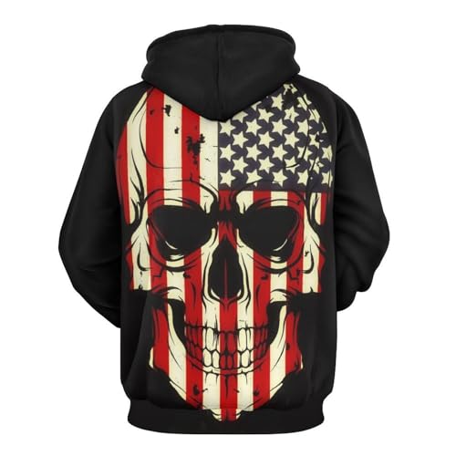 Sweats à capuche drapeau américain crâne UMENG pull avec motif imprimé graphique S