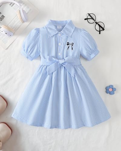 Kucnuzki Girls Summer Spring Dresses Toddler Girl Clothes Short Sleeve Button Up Casual Preppy Sun Dress Summer Outfits - Image 5