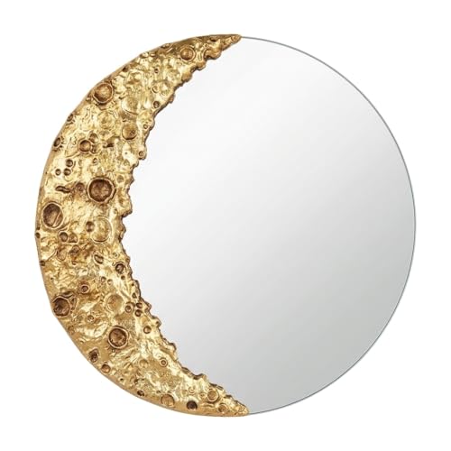 Xinleitan 9 Inch Moon Phase Wall Mirror Gold Nordic Lunar Surface Decor Mirror...