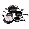 Ecolution Elements 8 Piece Nonstick Cookware Set, PFOA Free, Tempered Glass Steam Vented Lids, Grey