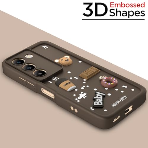 Image of Pikkme Back Cover for Vivo Y200e 5G / Vivo T3 5G | Cute Fun Cartoon 3D Bear Silicone Full Body Protection Bumper Cover (Brown)