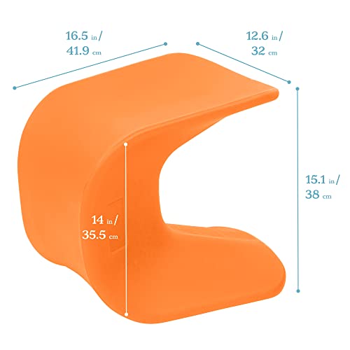 Image of ECR4Kids Wave Seat Perch Stool, 14in - 15.1in Seat Height, Flexible Seating, Orange, 2-Pack