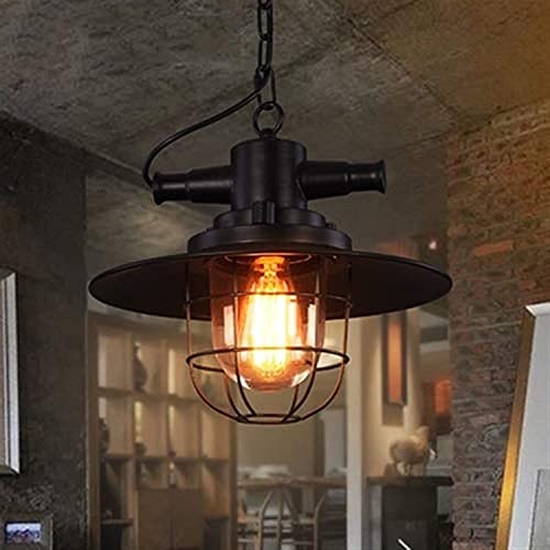 Lámpara colgante retro de forja negra con suspensión ajustable E27 para pasarelas exclusivas 3