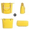 Chinllo Tote Bag for Women, Medium Quilted Top Handle Chains Handbags Purse (E.Yellow) #4