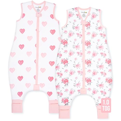 Image of Mama Cheetah Toddler Sleep Sack with Feet 3T - 4T, 1.0 TOG Organic Cotton Baby Sleeping Bag with Legs, Baby Wearable Blankets for Walkers w / 2-Way Zipper, Sleep Sack for Girls & Boys, Early Walker