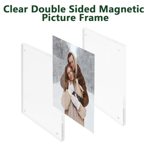 VIDETOL 7x5 Inch Acrylic Photo Frame Set of 3, Clear Double Sided Magnetic Picture Frame, Desktop Frameless Picture Frames for Display Photos and Pictures - Image 2