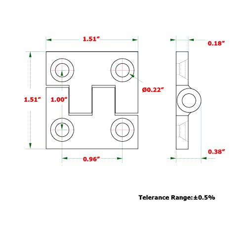 Atibin Heavy Duty Marine Hinge Deck Hardware Square Boat Hinges Steel Cabinet Deck Door Hinge Stainless Sus316 1.51 Inch X 1.51 Inch 2Pcs #TOP5