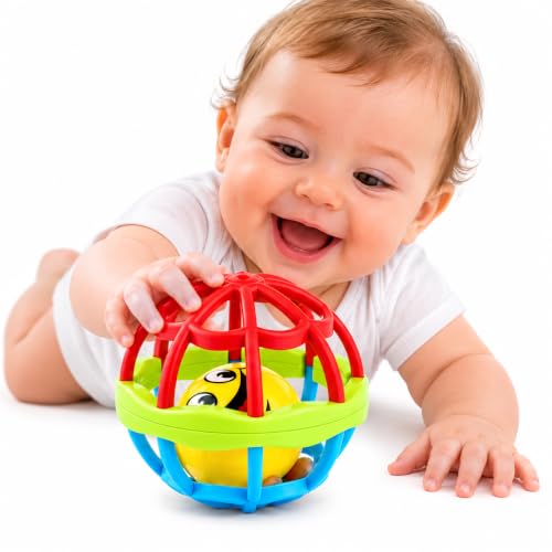 Bola Chocalho Mordedor para Bebê 3 Meses Brinquedo Sensorial Educativo Macio Colorido