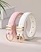 AWAYTR 2 Pcs Kids Girls Leather Belt, Fashion Gold Buckle Belts for Teen Girls Jeans Dress, Pink/White, Fit Waist 18-22 in