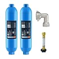 CRYSTALA RV/Camper Water Filter, Inline Water Filter Effectively Reduces Bad Taste, Odors, Chlorine and Sediment for RVs and Marines, 2 Pack Filter with 1 Flexible Hose Protector