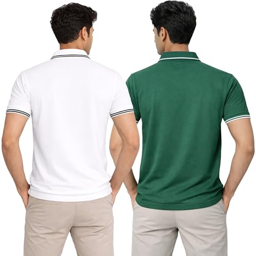 Image of Hangout Hub Men's Polo T Shirt | Solid | Plain Regular Fit Tees|Collar T-Shirts|Half Sleeves|Set of 1 & 2|HH.MP.MAR