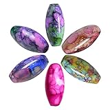 arricraft 60Pcs Baking Painted Glass Oval Beads, 22×10mm Colorful Loose Beads for Bracelets Jewelry Making(Hole: 1mm)