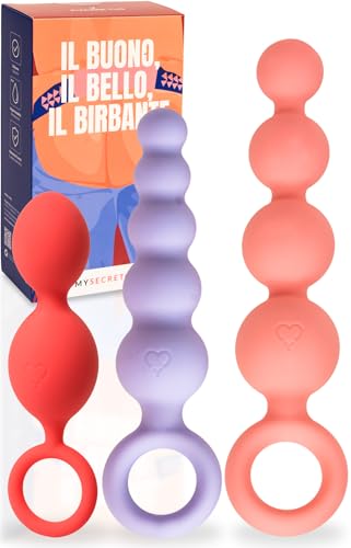 MySecretCase Plug Anale-Dilatatore Uomo e Plug Anale-Dilatatore Donna Piccolo Kit Anal Plug Set 3 Buttplug, Perfetto per Chi si Avvicina all'Anal con Calma, Step by Step Sexytoysys Coppia