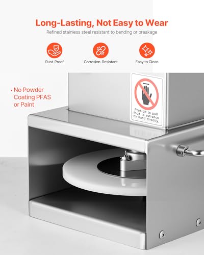 Vevor Macchina Per Pressatura Della Pasta Per Pizza Elettrica In Acciaio Inossidabile, Piastra Per Pressatura Della Pasta Per Pizza, Con Spessore Regolabile, Con 100 Fogli Di Carta Da Forno - 6