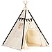 Lavievert Cotton Canvas Teepee Tent for Kids, Portable Toddler Play Tent Playhouse with Bottom Mat for Boys & Girls Indoor Outdoor Games