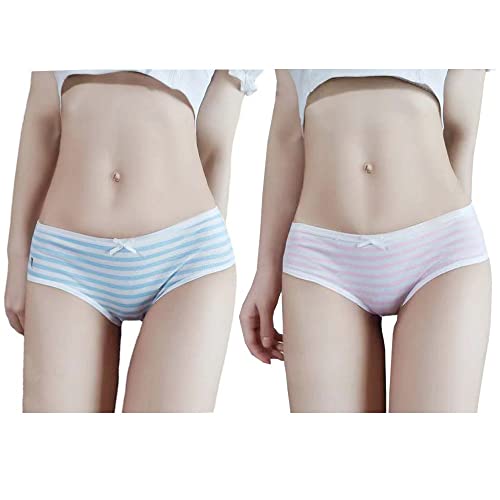 Image of Japanese Style Cute Striped Cotton Thong Pouch Bikini Underwear Briefs Cosplay Panties for Women Men Pack of 2