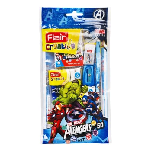 Image of Flair Creative Series Disney Themed Stationery Kits | Marvel Avengers, Mickey Mouse & Disney Princess | Smart Kit for Your Creative Need & Fun Learning | Ideal Gift Items for Kids | Pack of 3 Kits