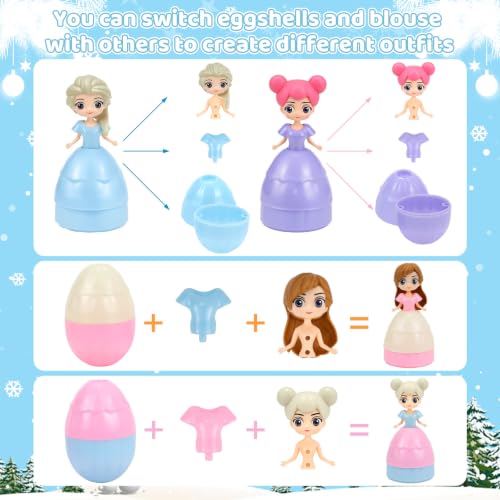 Advent Calendar 2026 Princess Eggs, Princess Deformation Toys 24 Days Christmas Countdown Calendar Creative Xmas Gifts for Kids Teens — view 3