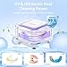 Ultrasonic Retainer Cleaner for Aligners, Mouth Guards & Dentures, 42kHz Compact Ultrasonic Denture Cleaner with Digital Timer, Portable Dental Cleaner for Home & Travel (White)
