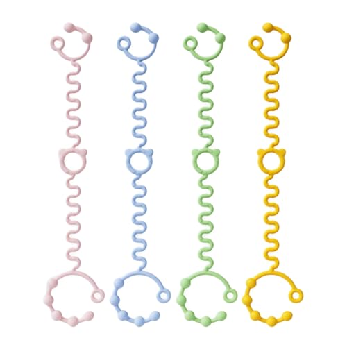 4 Piezas Cadena Chupete Bebe, Cadena Chupete para Botellas Cochecitos Sillas Altas y Cunas