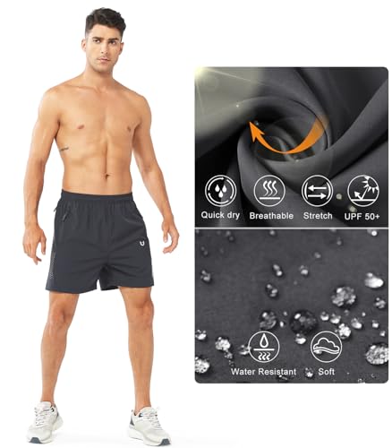 NORTHYARD Men\'s Athletic Running Shorts Quick Dry Workout Shorts 7\"/ 5\"/ 9\" Lightweight Sports Gym Basketball Shorts Hiking Exercise DARKGREY-5inch L