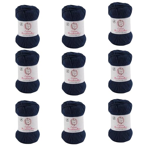 Image of NESTNHAVEN Cotton Marshmallow 100% Cotton Yarn - (50 g, 130 m) - Luxury Yarn for Crochet, Amigurumi, Embroidery, Toys, Garments, Flowers and Hobby Projects (Dark Denim Blue) |