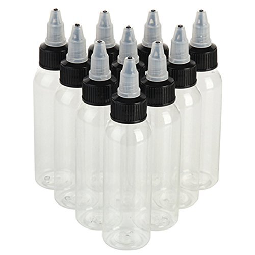 Huizhu 10Pcs 2Oz/60Ml Plastic Dispensing Bottles With Twist Top Cap Boston Round Ldpe Bottles,Twist Top Squeeze Bottles For Crafts,Kitchen,Household(60Ml) #TOP1