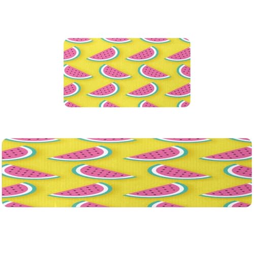 Tapis de cuisine lavable antidérapant absorbant lot de 2 jaune - 2