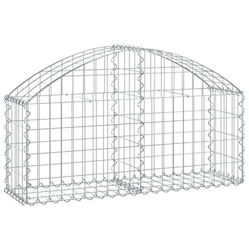 vidaXL Arched Gabion Basket Cage Mesh Wire Stone Basket Outdoor Spiral Retaining Wall Planter Garden 100x30x40/60 cm Galvanised Iron