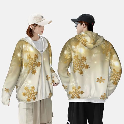 Sudadera con capucha de seda dorada y estampado navideño unisex para running 4