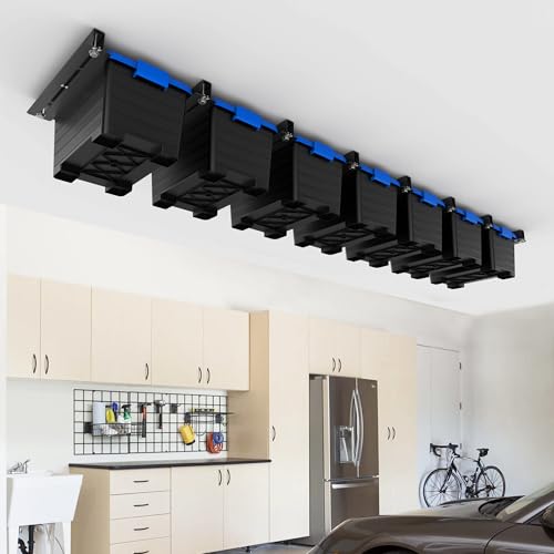 EVERHANGER Ceiling Storage Rack, Heavy Duty Overhead Storage Rack for Garage, Adjustable Ceiling Bin Storage System, 8 Sets for 7 Bins, 16 Inch by EVERHANGER - Image 7