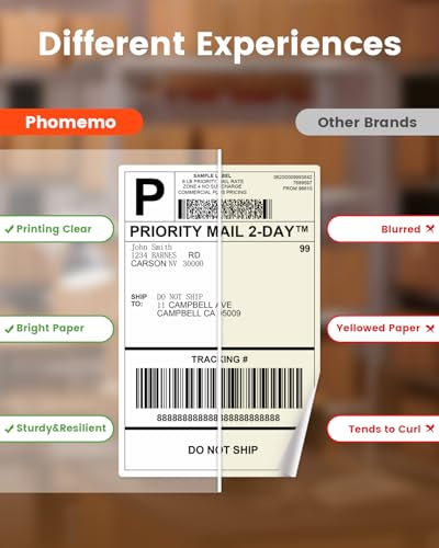 Image of Phomemo 241BT Bluetooth Shipping Label Printer & 250 Sheet 4x6 Thermal Shipping Label, 4X6 Wireless Thermal Label Printer for Small Business