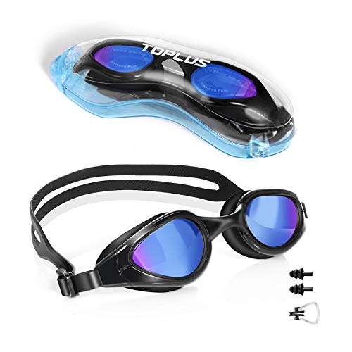 Schwimmbrille Schwimmmaske mit Nasenklammern, Ohrstöpsel, Weiche Silikon Antibeschlag 100% UV Schutz für Erwachsene Herren Damen Jugend und