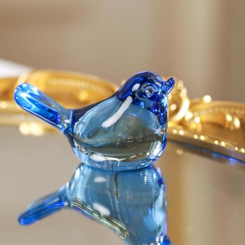 2 Figuras de cristal pájaro color azul oscuro miniatura 2
