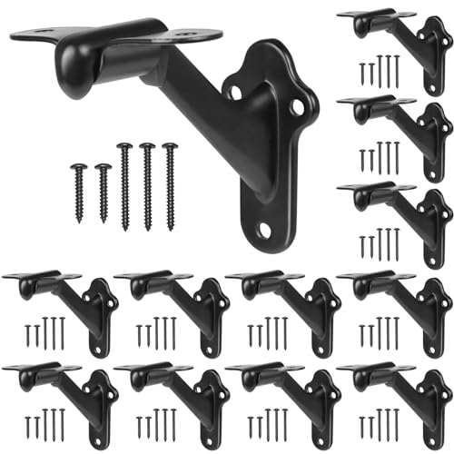 RealPlus Handrail Bracket, 3 Inch Staircase Hand Rail Brackets for Stair Railing with Screws, Black (Pack of 12) by RealPlus - Used condition - CA$51.03