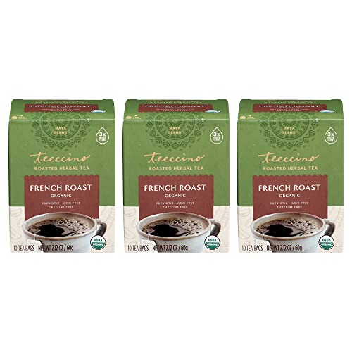 Teeccino Chicory Herbal Tea Bags (French Roast, 10 Count (Pack of 3))