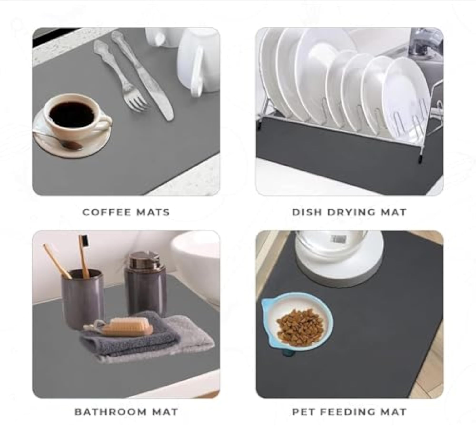 Dish Drying Pad for Kitchen Counter, Water Absorbent Mat