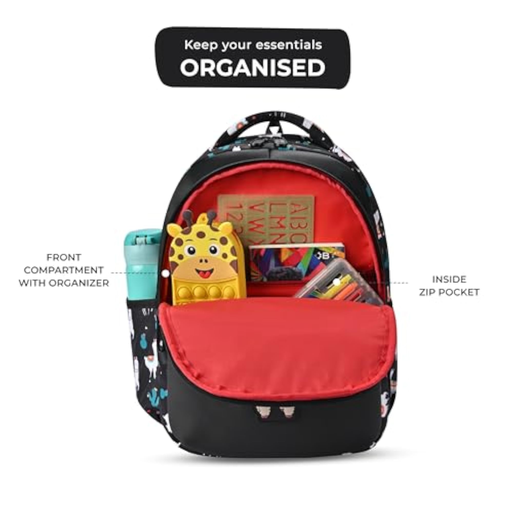 Llama 2 Compartment Backpack, Water Resistant School Bag