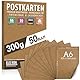 Blanko Postkarten Kraftpapier zum Selbstgestalten DIN A6 Set - 300g - 10,5 x 14,8 cm Naturkarton Pappe Blätter aus Kraftkarton zum Drucken, Kartonpapier Basteln für Hochzeit Geschenke Etiketten 50 Stk