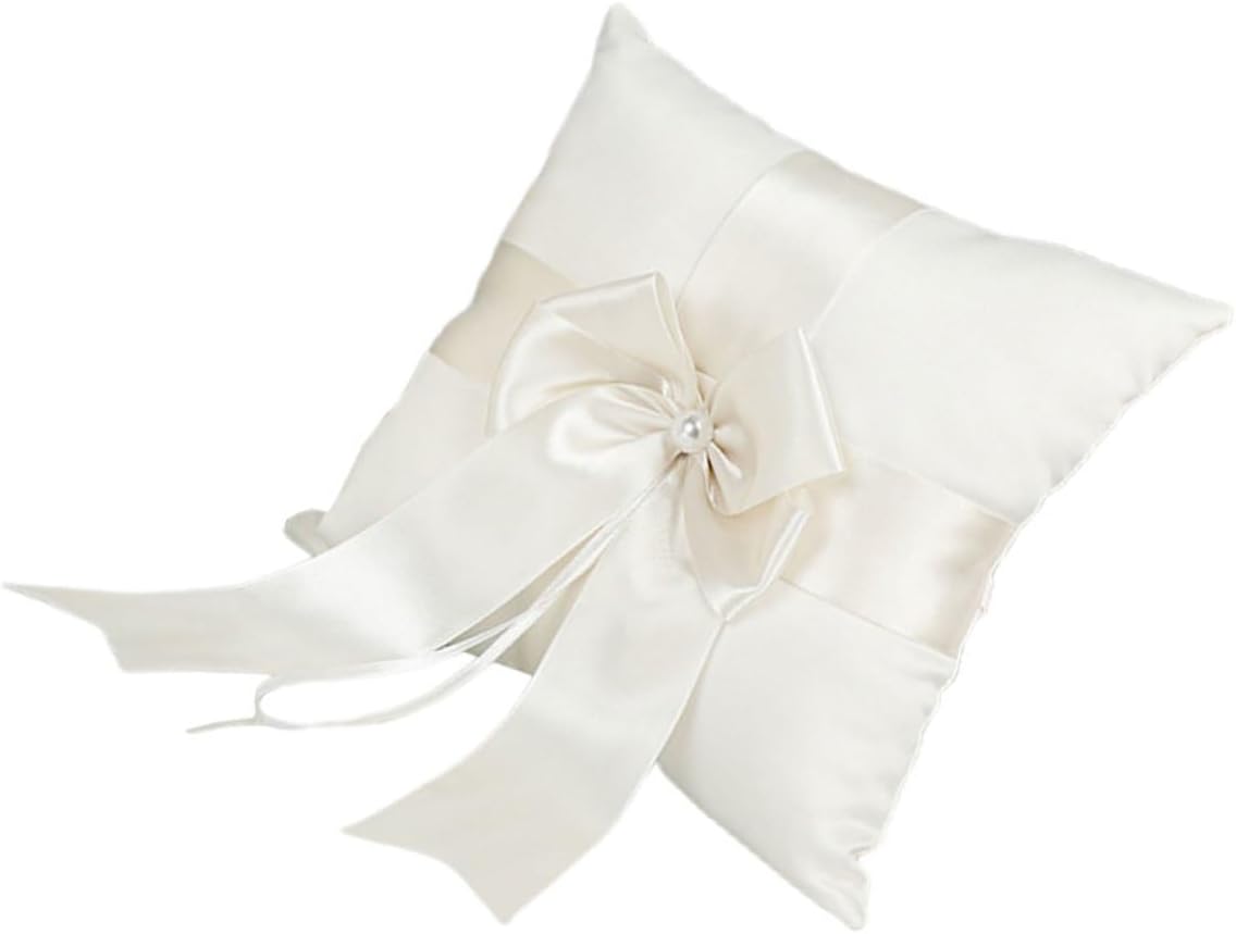 VANZACK Wedding Ring Pillow Bowknot Cushion Satin Material for Wedding Party Ceremony Ring Bearer Decorative Suitable for Engagement and Proposal