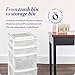 HOMZ Drawer Tower, 4-Tier Clear Plastic Storage Organizer Cart, White Frame – Rolling Containers with Wheels for Bathroom, Bedroom, Office, and Classroom Organization