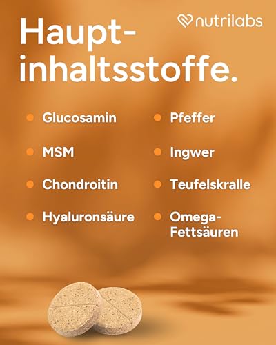 NutriLabs Canicox-HD Gelenktabletten für Hunde 50 Stk. - mit MSM, Chondroitin, Hyaluronsäure, Glucosamin & Teufelskralle - Gesundheitsprodukte für Hunde - Nahrungsergänzungsmittel Hund