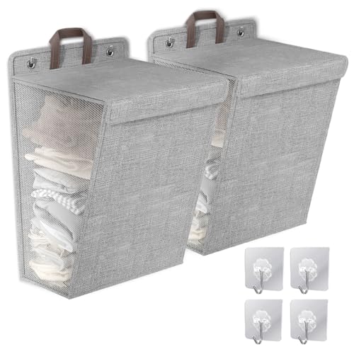 La Mejor Recopilación de Cesto para Ropa Sucia Coppel Top 10. 44 Cesto de Ropa Sucia de Pared 2pcs Cesta de Lavandería Plegable de Gran Capacidad Cesta de Almacenamiento de Ropa para Colgar Cesto para Colada con Tapa Canasta Juguete para...