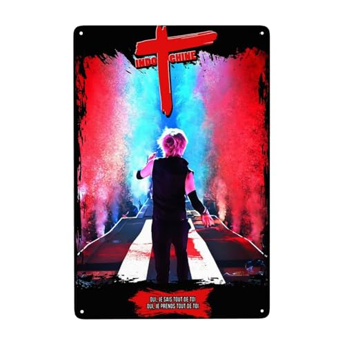 RUOPASWEAST For Indochine-Rock Band Plaque Métal Décorative 20x30cm – Affiche Vintage En Fer Du Groupe Rock Français – Décoration Murale Rétro Pour Fans – Cadeau Musique